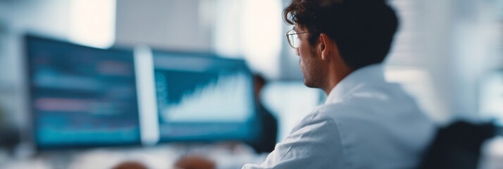 In a digital labyrinth, South Asian male analyzes data, celebrating World Statistics Day amidst glowing algorithmic constellations