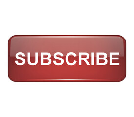 Red glossy subscribe button isolated on transparent background