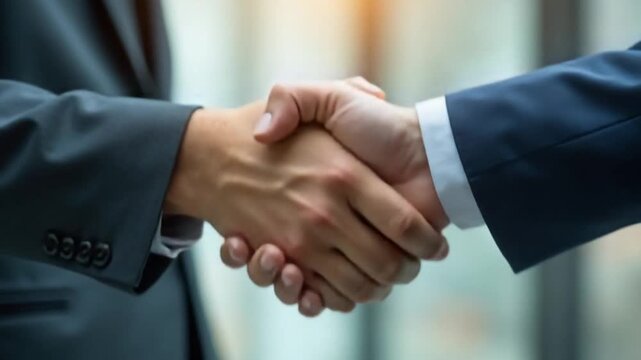 Businessmen making handshake with partner, greeting, dealing, merger and acquisition, business cooperation concept, joint venture, copy space for business, finance and investment background