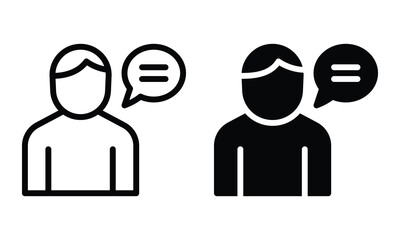 Speaking icon with outline and glyph style.