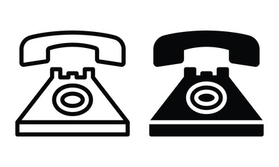 Telephone icon with outline and glyph style.