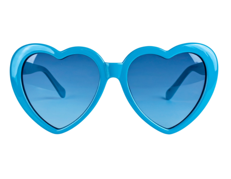  Fashionable Aqua Blue Heart Glasses – Summer Style Cutout PNG
