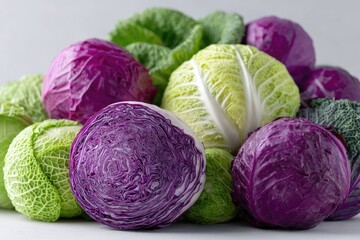 Pile of colorful cabbages
