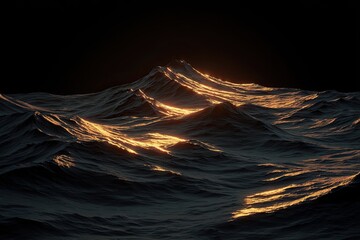 Golden waves crashing on a dark sea