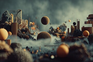 Abstract landscape of organic forms