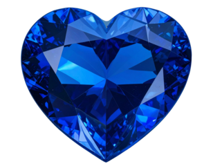 Brilliant Blue Sapphire Gem Cut in Heart Shape, Sparkling Jewel on Transparent Background PNG