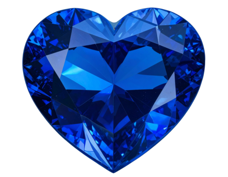Brilliant Blue Sapphire Gem Cut in Heart Shape, Sparkling Jewel on Transparent Background PNG