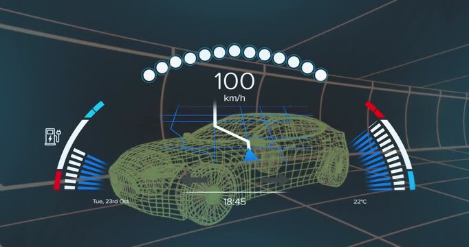 Animation of car panel over car technical car