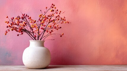 Autumnal sprigs in cream vase