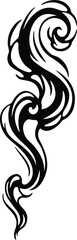 Black ink stylized smoke wisp illustration for graphic design elements and artistic vapor effects vector