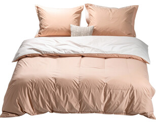  Soft Peach Linen Bed Set – Modern Bedroom Essentials PNG