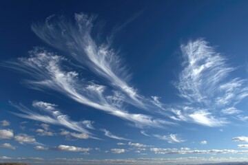 Wispy, feathery clouds against a vivid blue sky