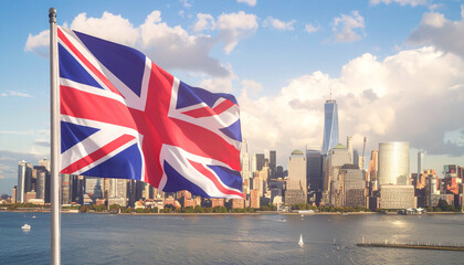 Transatlantic Icons: New York Meets London in Skyline Flag UK Splendour