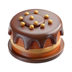 Fototapeta premium Deliciously rich chocolate hazelnut cake with dripping ganache and whole nuts on top