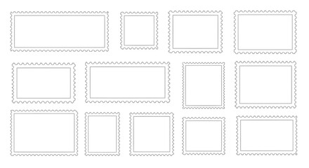 A diverse set of hand-drawn, sketchy line art frames, including rectangular, square, and postage stamp border designs.