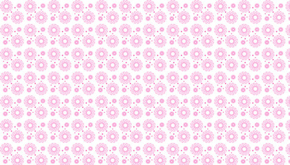 Pink Floral Mandala Pattern Repeating on White Background