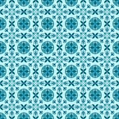 Seamless vector floral pattern with vintage blue flowers, a decorative textile design
