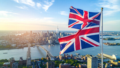 Transatlantic Icons: New York Meets London in Skyline Splendour Flags