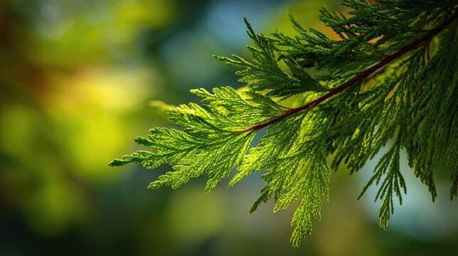 A sunlit portrait of a single Western red cedar in pure sunlight