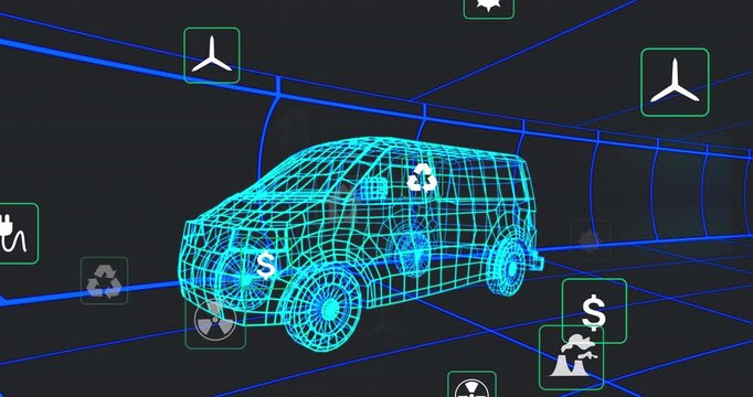 Animated icons show a van spinning, symbolizing global car industry connections.