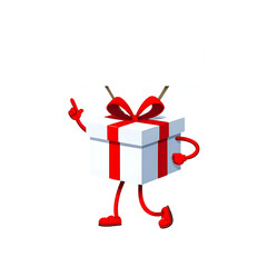 Png 3d illustration of cartoon gift box character with red ribbon isolated on transparent background transparent background