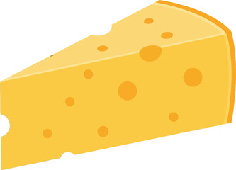 Delicious wedge of swiss cheese with holes isolated on for food marketing vector