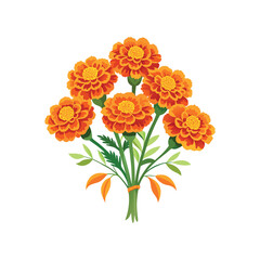 Beautiful Orange Marigold Flower Bouquet Illustration