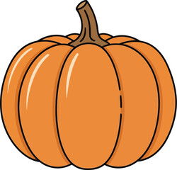 Vibrant orange pumpkin gourd illustration harvest autumn season food celebration decoration vector