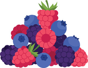 Vibrant berry mix stack healthy natural food fruit illustration vector © azad