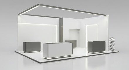 Modern trade show exhibit mockup showcases sleek design for product promotion and brand visibility potential