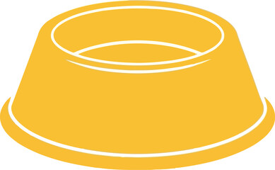 Simple yellow pet bowl vector icon flat design isolated on vector