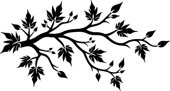 set of black silhouettes of trees, pattern, illustration, vector, nature, seamless, silhouette, design, tree, leaf, decoration, flower, art, floral, autumn, flowers, plant, butterfly, wallpaper, branc