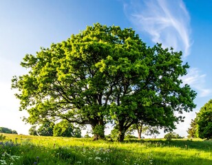 Obraz premium Lush green tree in a field