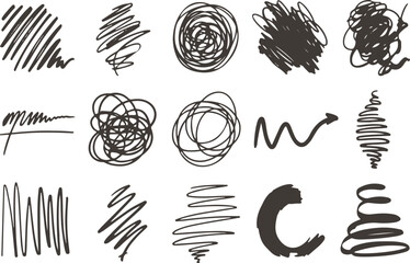 Scribble Swirls Vector Illustration Artistic Doodle Elements Collection
