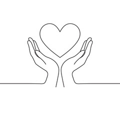 Love and Care Continuous Line Drawing. Giving a Heart Symbol