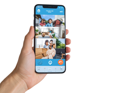 Family-Friendly Smart Home Security App Interface on Mobile Screen - Powered by Adobe