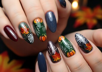 Festive Autumn and Halloween Nail Art