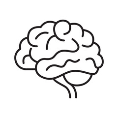 Human Brain Outline Icon. Mind, Intelligence, and Thinking Concept.