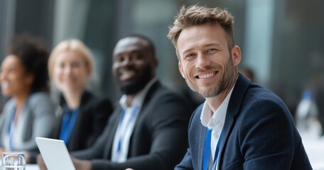 Smiling Man at a Business Conference