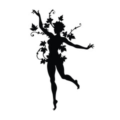 Silhouette vector silhouette of a dancing woman with vines and leaves