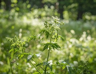 Fototapeta premium Lush meadow plant in sunlight