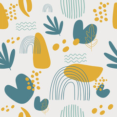 Bright Yellow and Blue Abstract Rainbow Pattern for Kids Wallpaper and Textile