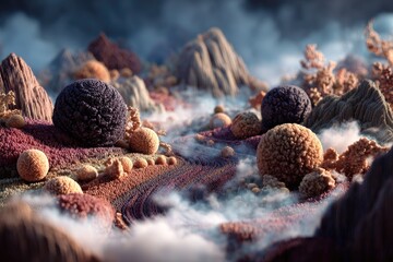 Digital landscape of sculpted textures