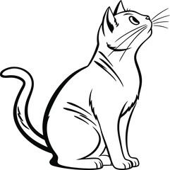 Vector illustration of a cute black and white cat silhouette