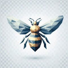Geometric polygonal bee illustration with abstract modern design and sharp edges.
