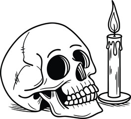 A spooky human skull and crossbones vector illustration, a classic symbol of death and danger perfect for Halloween