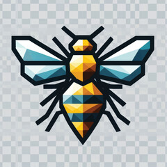 Stylized geometric bee icon in a modern low poly design.