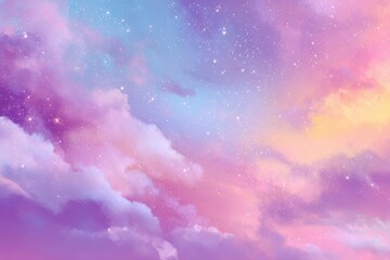 Pastel sky with clouds and stars (1)