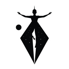 Silhouette vector silhouette of a person in a cosmic diamond shape