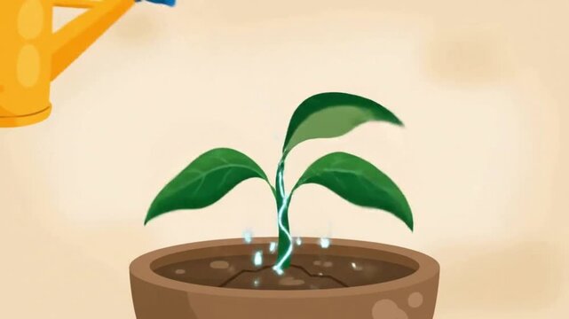 A charming and organic 2D flat animation that beautifully illustrates the concept of growth, care, and rejuvenation